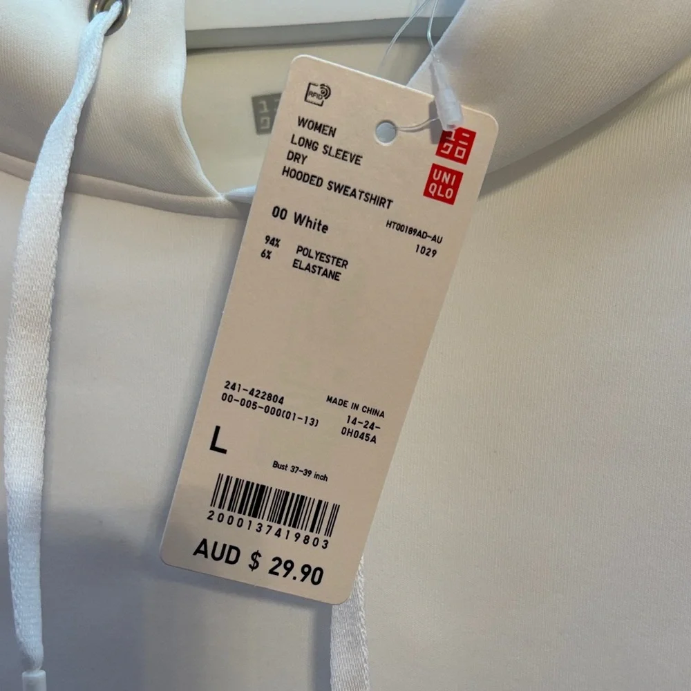 Uniqlo White Hoodie Sweatshirt - Picture 3 of 5